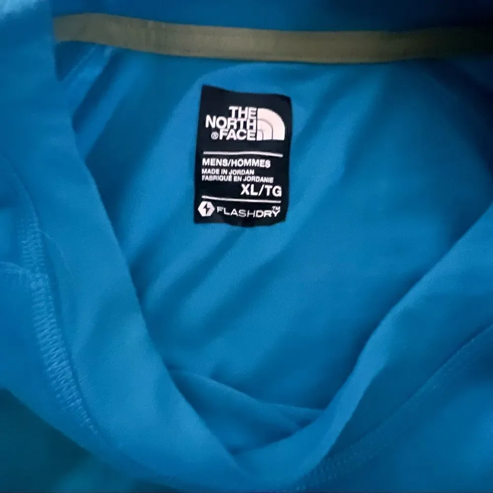 North Face Training Shirt Men Extra Large Teal FlashDry Active Fit Crew Neck Gym